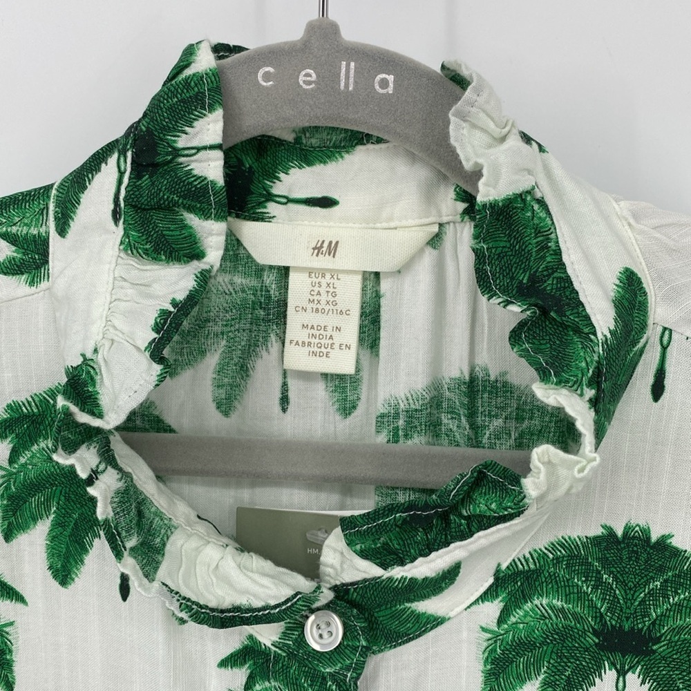 H&M White and Green Tropical Print Dress XL NWT - Picture 7 of 13